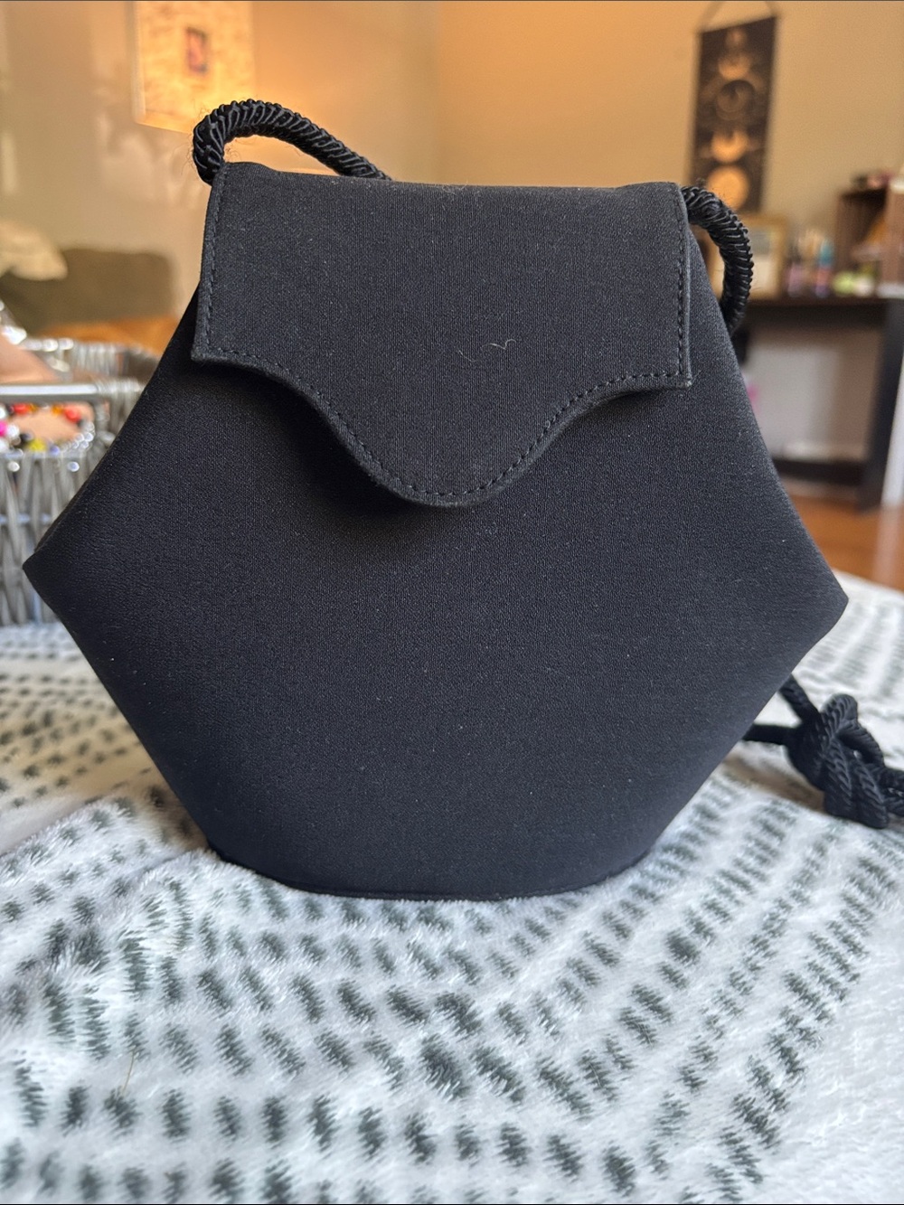 Stuart Weitzman Black Hexagon Mini Crossbody